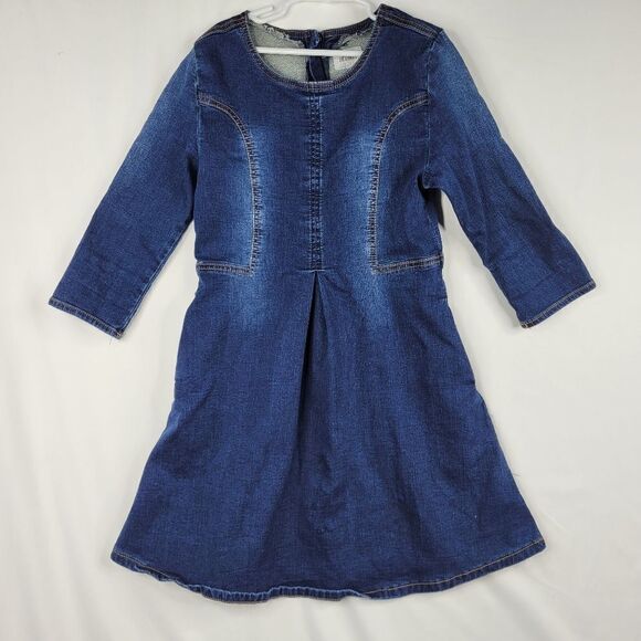 HUDSON 3/4 SLEEVE stretch DENIM JEAN DRESS w/ POCKETS large - Picture 1 of 13
